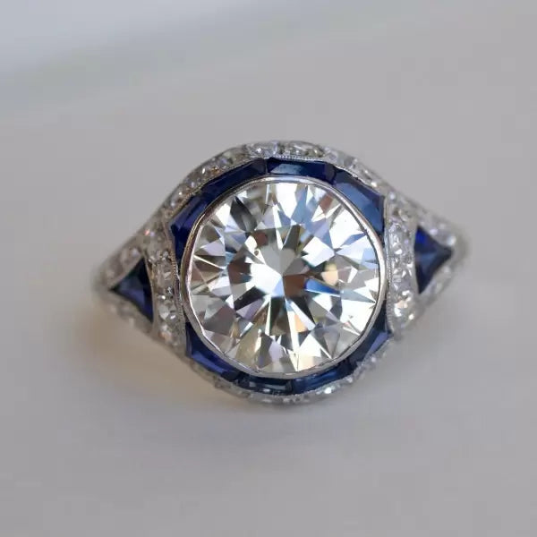 3.8ct Vintage Round Cut White Sapphire Women's Engagement Ring-JEWELBUYS