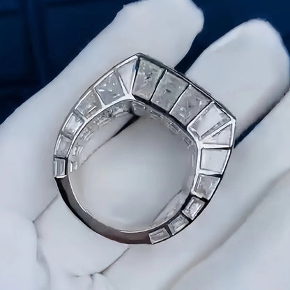 9Ctw Ascher-cut full-set sapphire ring-JEWELBUYS