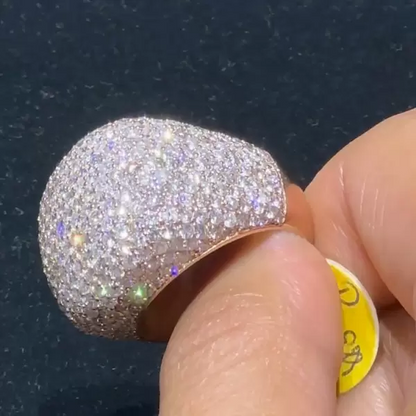 9ctw Pave Round Cut White Sapphire Large Dome Diamond Ring-JEWELBUYS