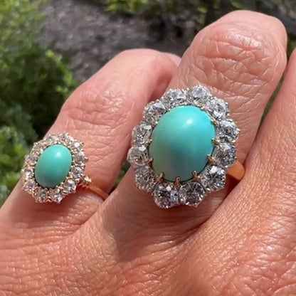 5Ctw Oval Turquoise and Sapphire Ring-JEWELBUYS