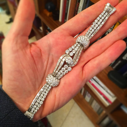 French Bracelet of Round and Rectangular Cut Sapphires-JEWELBUYS