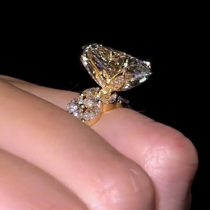 5.0Ctw Oval and Marquise Cut Sapphire Bubble Stacked Engagement Ring-JEWELBUYS