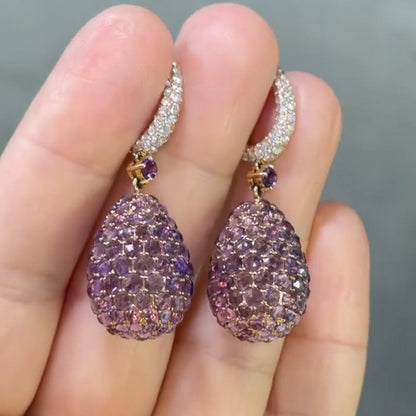 4.0Ctw Amethyst teardrop pendant earrings-JEWELBUYS