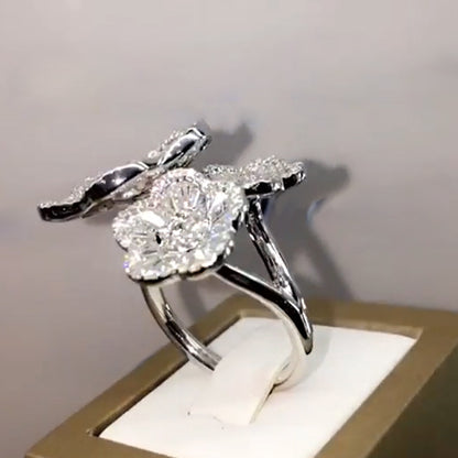 4.39ctw Baguette and Round Sapphire Flower Ring-JEWELBUYS