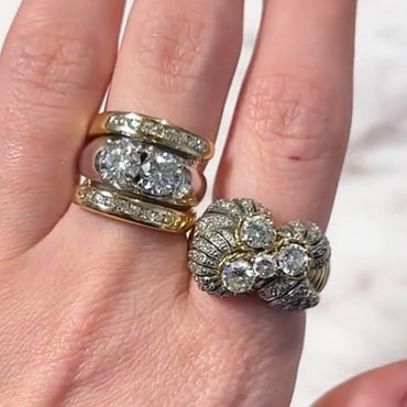 3.0ctw Double Round Brilliant White Sapphire Engagement Ring-JEWELBUYS