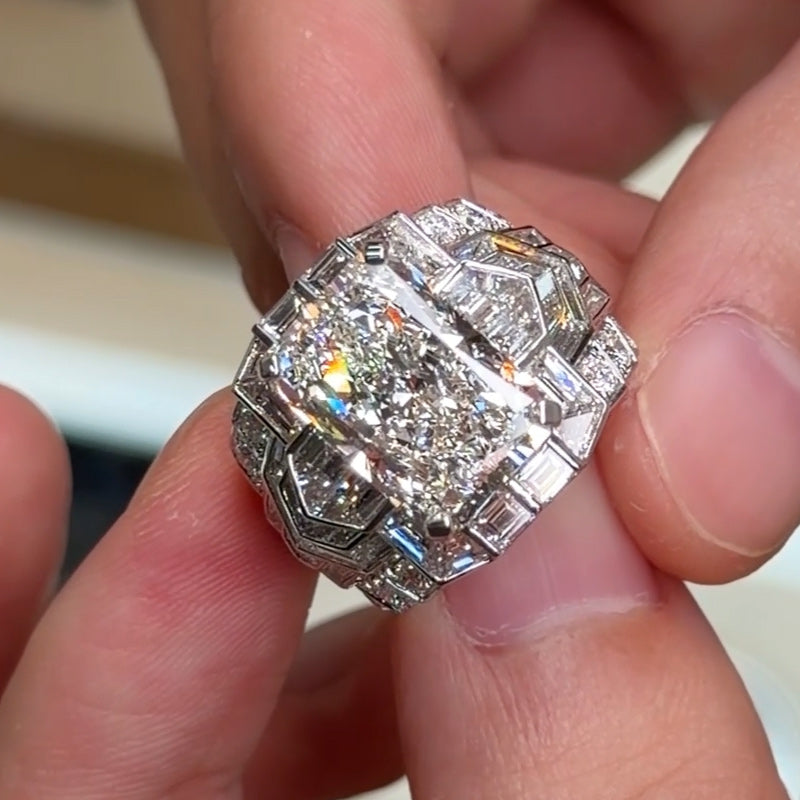 8.23Ctw Luxury Redeemer Cut Full-Set Men's Sapphire Engagement Ring-JEWELBUYS