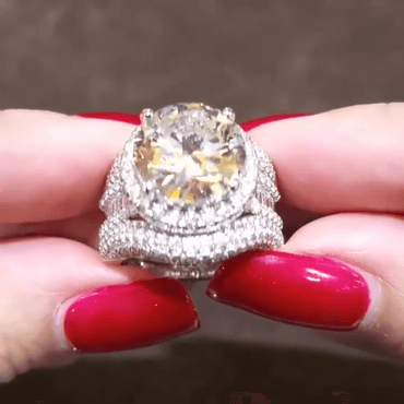 Breathtaking 6ct Round & Baguette Cut White Sapphire Women's Engagement Ring in Silver-JEWELBUYS