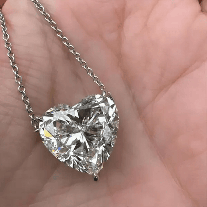 10ct Heart Cut White Sapphire Pendant Necklace-JEWELBUYS