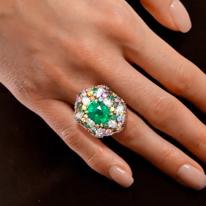 4.3ctw Vivid Colored Sapphire Engagement Ring-JEWELBUYS