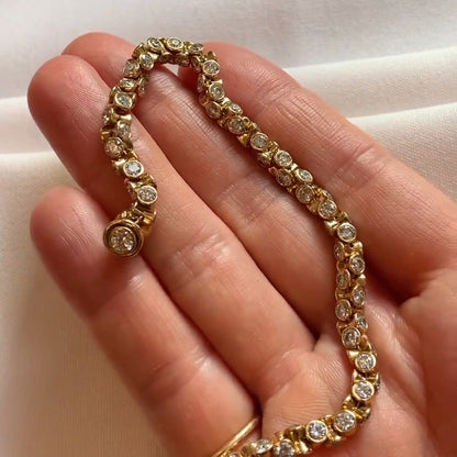 6.0ctw Round Cut Bezel Set White Sapphire 360° Tennis Bracelet - JEWELBUYS