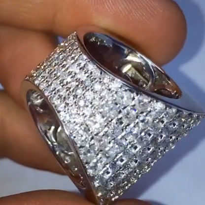 8.0ctw Princess Square and Round Cut White Sapphire Men's Ring-JEWELBUYS