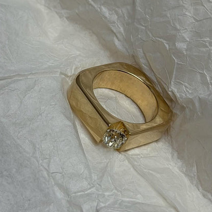 0.88Ct antique-cut single gemstone ring-JEWELBUYS