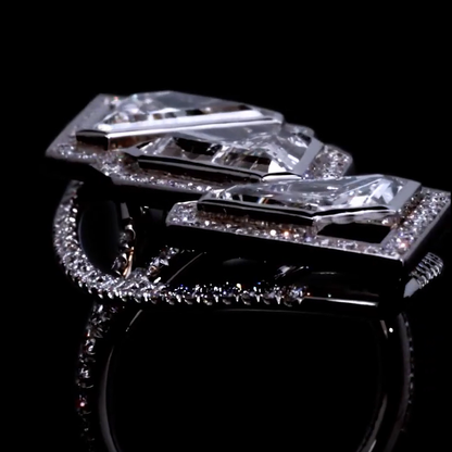 Art-Deco 12.0ctw Special Cut White Sapphire Avant-Garde Ring -JEWELBUYS