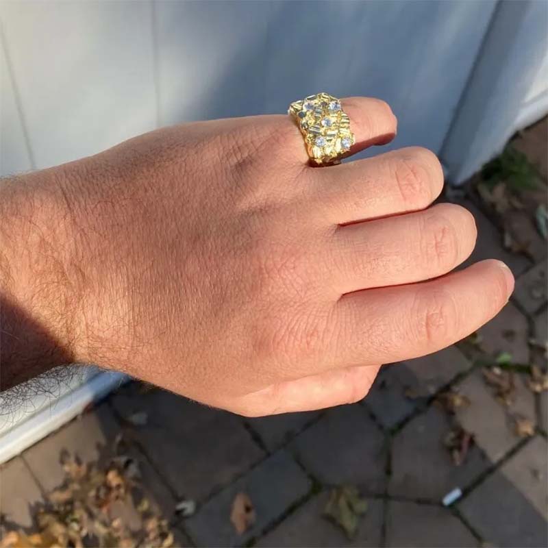 6ct Round Cut Nugget Ring in Gold-JEWELBUYS