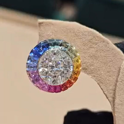 3.0ctw Rainbow Sapphire Art Deco Stud Earrings-JEWELBUYS