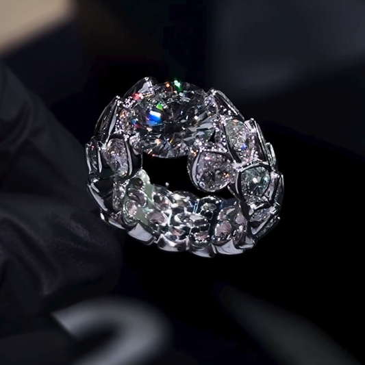 Gorgeous 7 ctw Round & Pear Cut White Gemstone Engagement Ring for Men & Women -JEWELBUYS