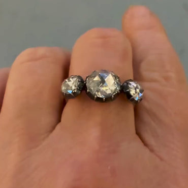 Rose-cut three-stone engagement ring-JEWELBUYS