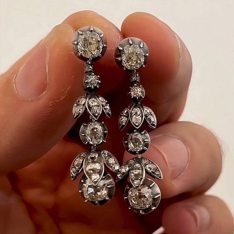 4.65Ctw exquisitely crafted cushion-shaped round-cut Victorian-style sapphire earrings-JEWELBUYS