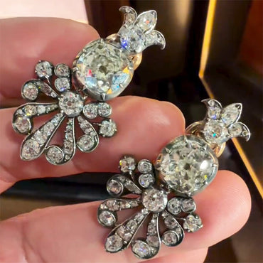 6.0Ctw Vintage Cushion-Cut Retro Sapphire Stud Earrings-JEWELBUYS