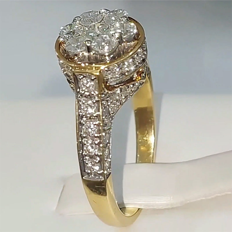 3.2ctw Round Cut White Sapphire Luxury Gold Plated Ring-JEWELBUYS