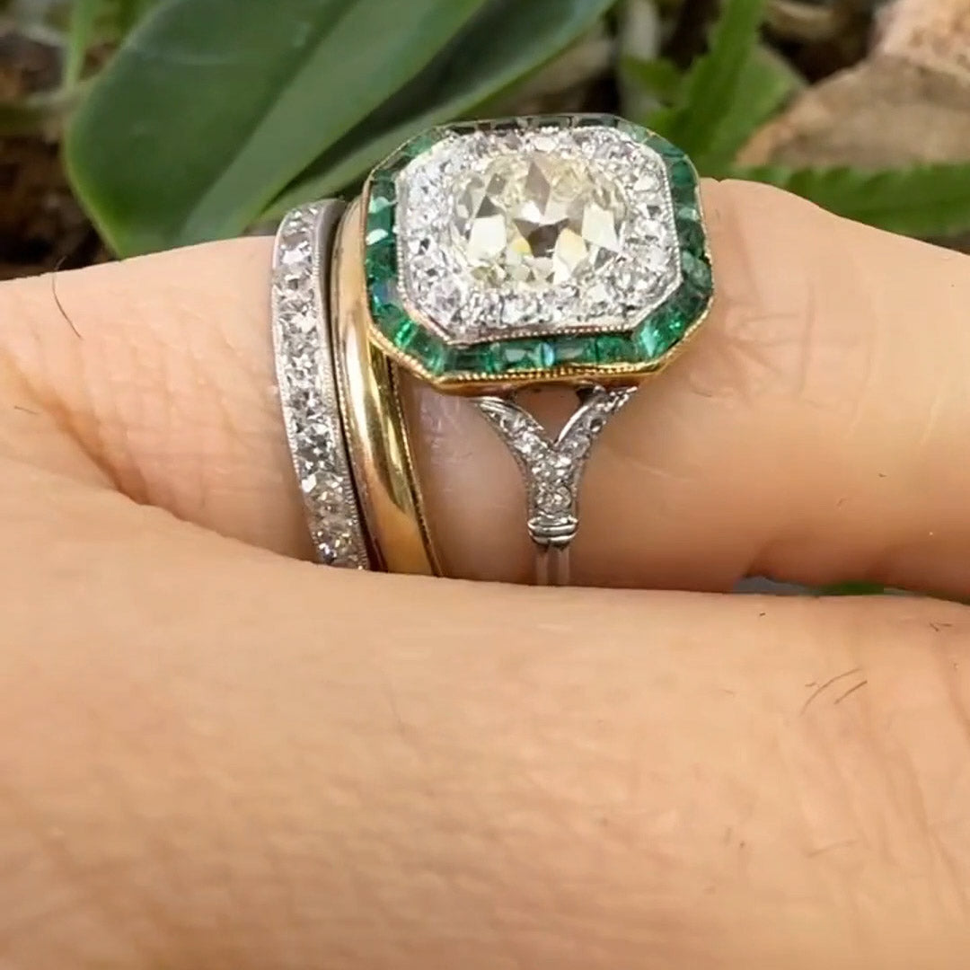 5.13ctw cushion cut eternity band and emerald gemstone set-JEWELBUYS