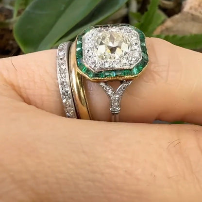 5.13ctw cushion cut eternity band and emerald gemstone set-JEWELBUYS