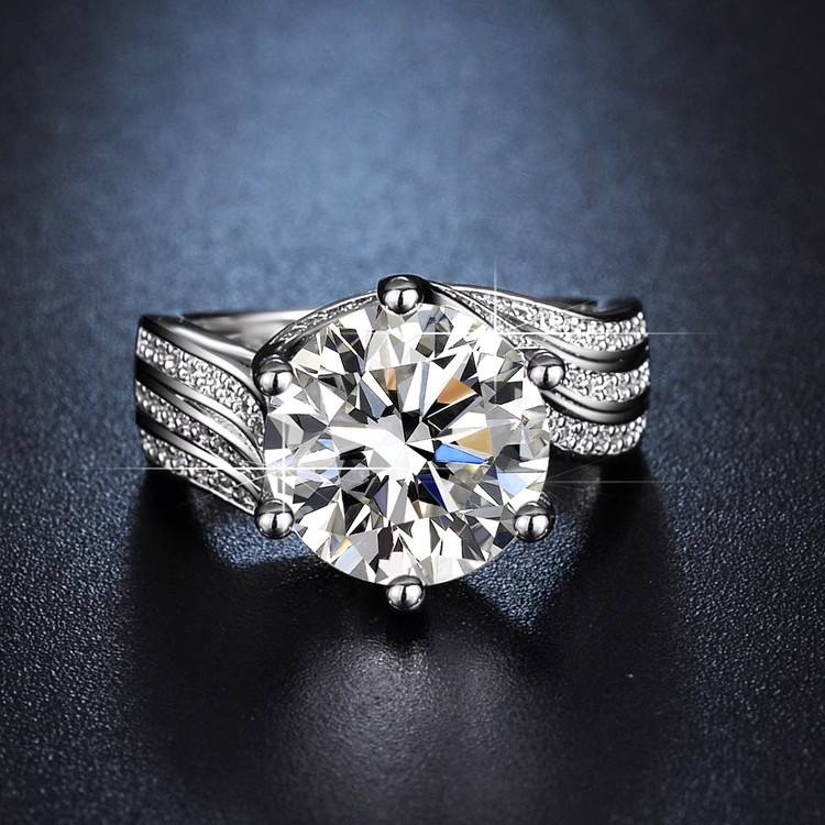 5ct Round Cut Triple Row  Line Ring -JEWELBUYS