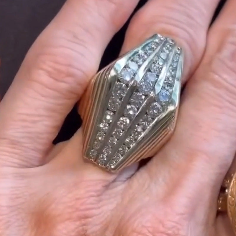 1.5ctw Architectural Sapphire Cocktail Ring-JEWELBUYS