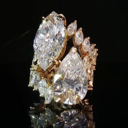 13.5 ctw Pear and Marquise-Cut Dual-Sapphire Engagement Ring