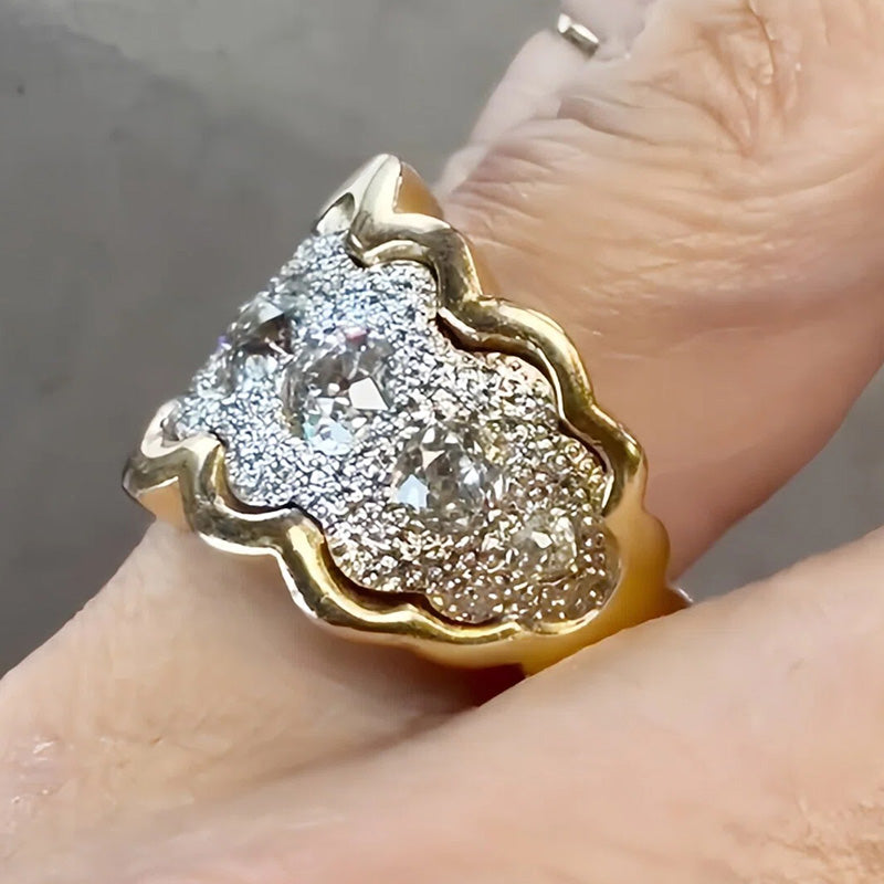 4.0Ctw Exquisite Vintage Wave Lace Sapphire Ring- JEWELBUYS