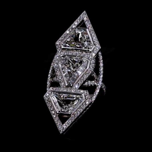 Art-Deco 12.0ctw Special Cut White Sapphire Avant-Garde Ring -JEWELBUYS