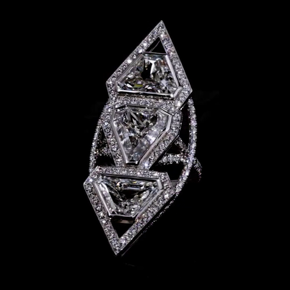 Art-Deco 12.0ctw Special Cut White Sapphire Avant-Garde Ring -JEWELBUYS