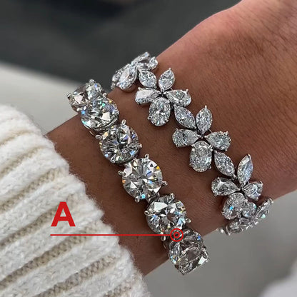 50.0ctw Classic and Floral Style White Sapphire Ice Crystal Bracelet-JEWELBUYS