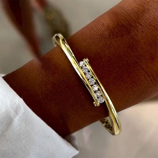 2.0ctw round cut gold bracelet with White Sapphires - JEWELBUYS