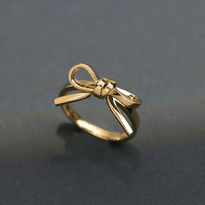 Charming gold bow ring-JEWELBUYS