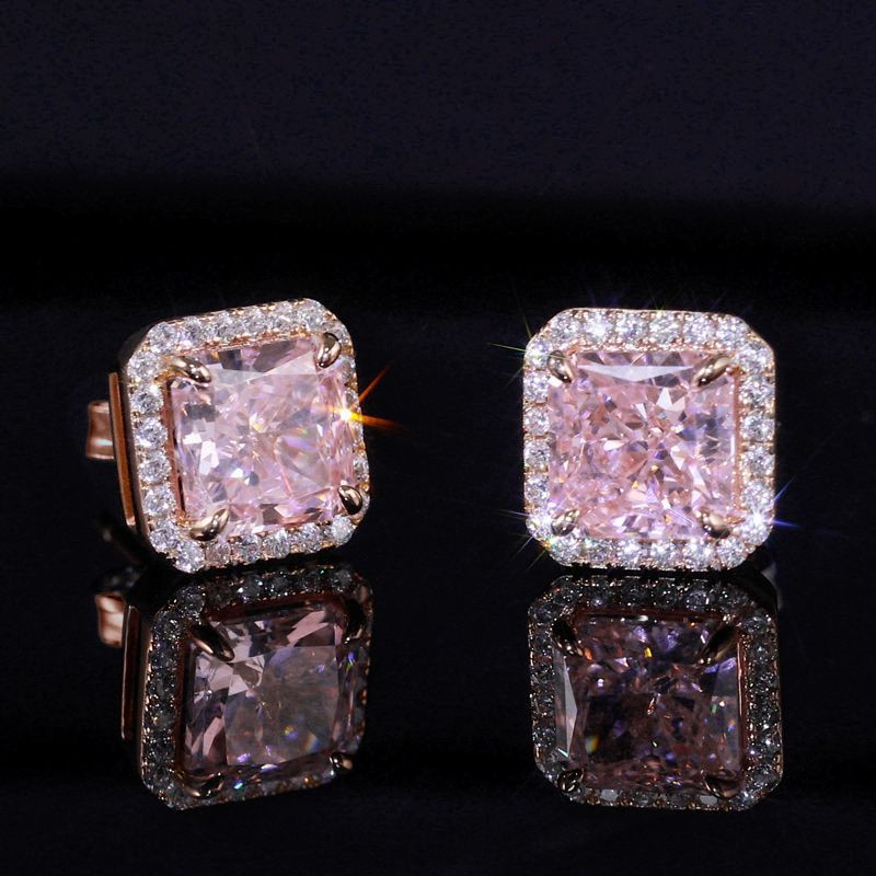 Dazzling 4.0ct Pink Sapphire Radiant Cut Earrings-JEWELBUYS