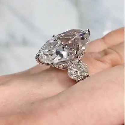 Elegant 10ct Oval Cut White Sapphire Women's Engagement Ring in Silver-JEWELBUYS
