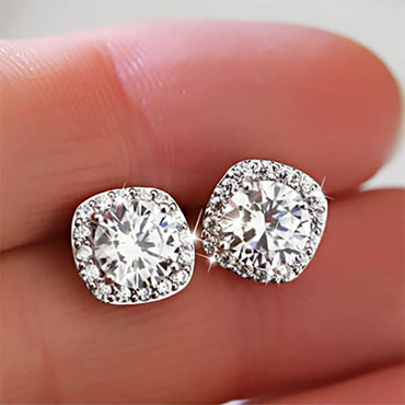 Square Sterling Silver Stud Classic Earrings - JEWELBUYS