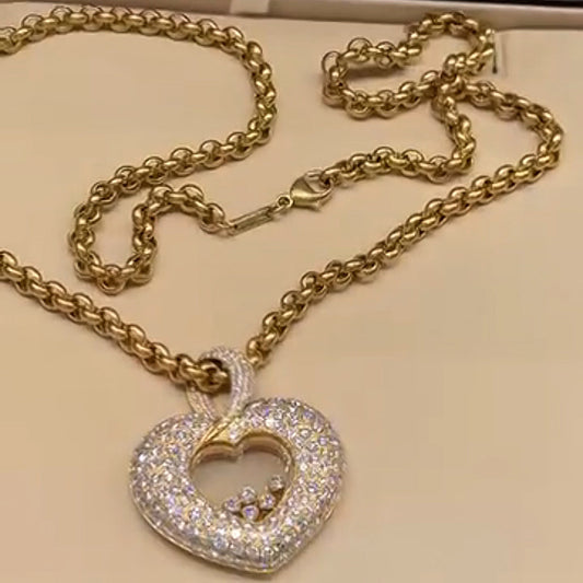 2.35Ctw Scattered Transparent Sapphire Heart Pendant Necklace-JEWELBUYS