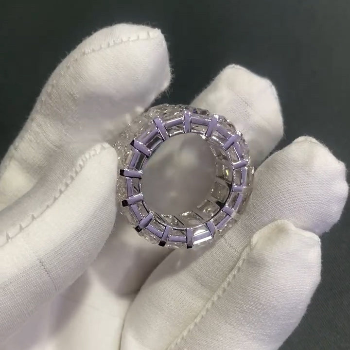 6.01Ctw Baguette Cut White Sapphire Eternity Band-JEWELBUYS