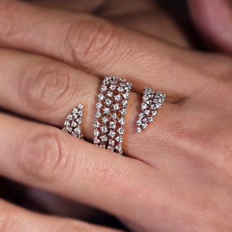 Delicate 2 ctw Round Cut White Gemstone Ribbon Cluster Ring -JEWELBUYS
