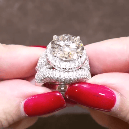 Breathtaking 6ct Round & Baguette Cut White Sapphire Women's Engagement Ring in Silver-JEWELBUYS