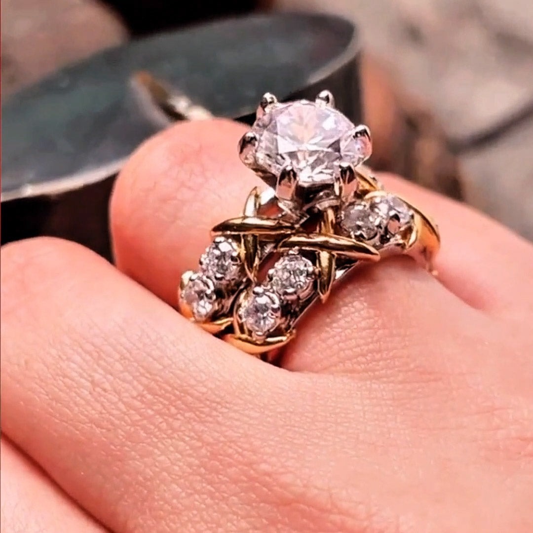 7.0ctw Cross Cross Gemstone Set Ring -JEWELBUYS