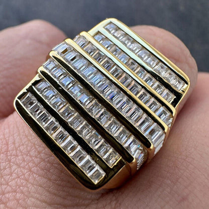 5ct Large Baguette Cut White Sapphire Modern Ring in Gold & Silver-JEWELBUYS