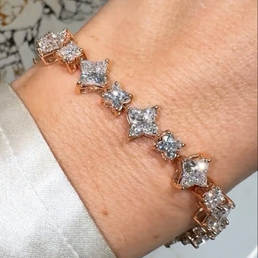 25ct Marquise Cut White Gemstone Rose Gold Bracelet - JEWELBUYS