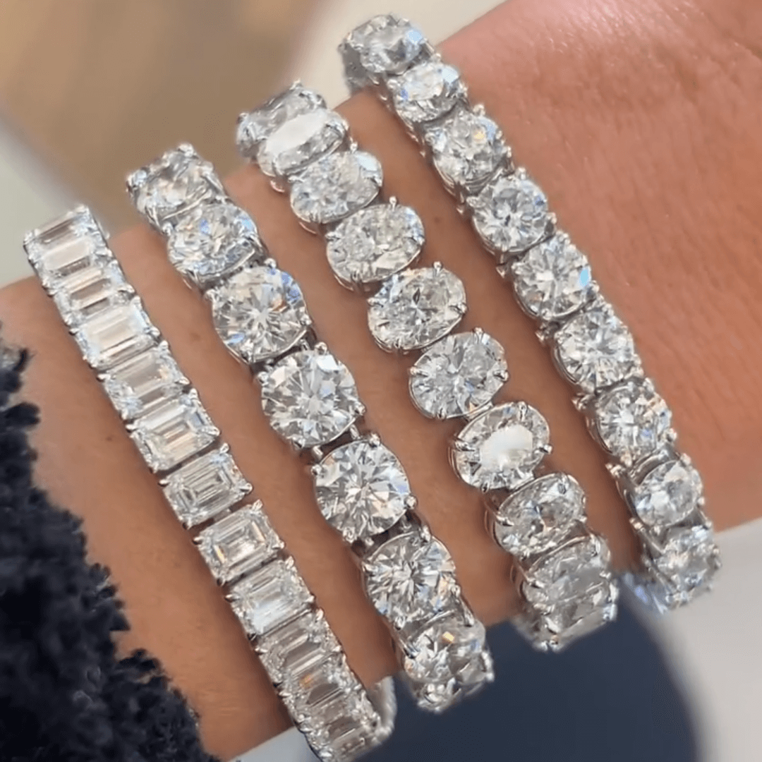 Multi Cut White Sapphire Women's Bracelet-JEWELBUYS