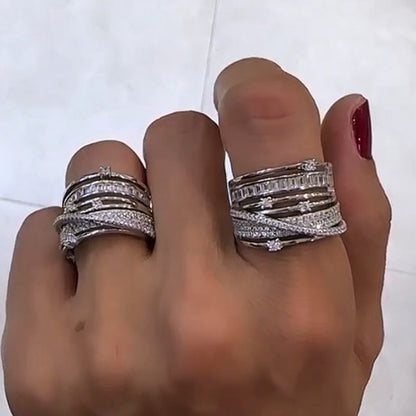 3.2ctw Rectangular Round Cut Italian Spiral Gemstone Band-JEWELBUYS