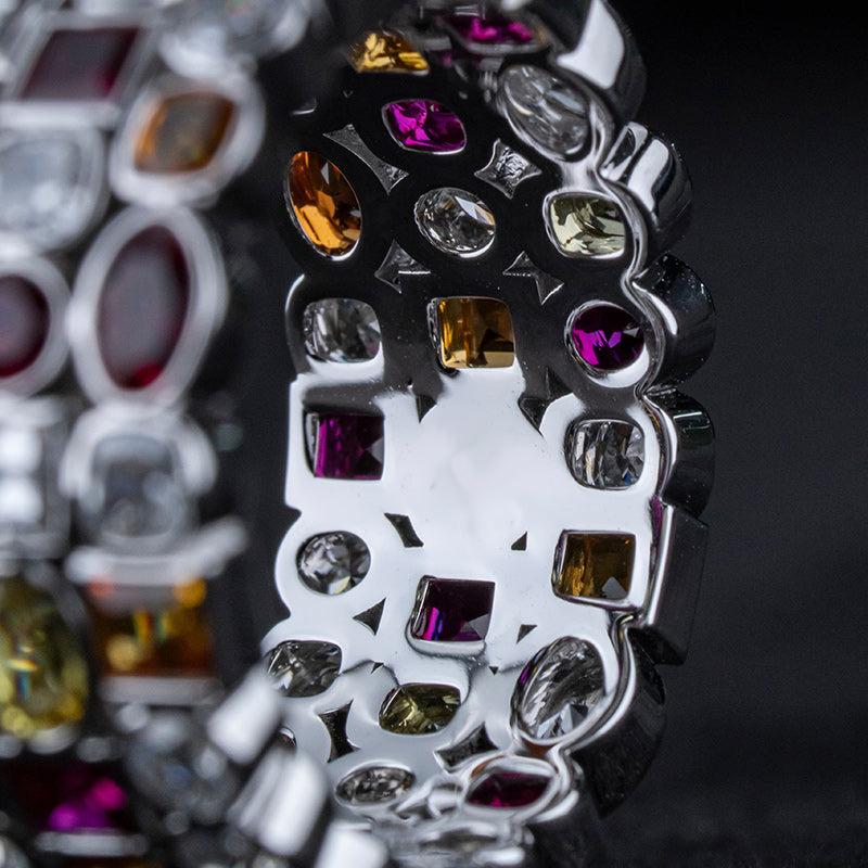 4.01Ctw Mixed-Cut Colored Sapphire Eternal Sunset Band-JEWELBUYS