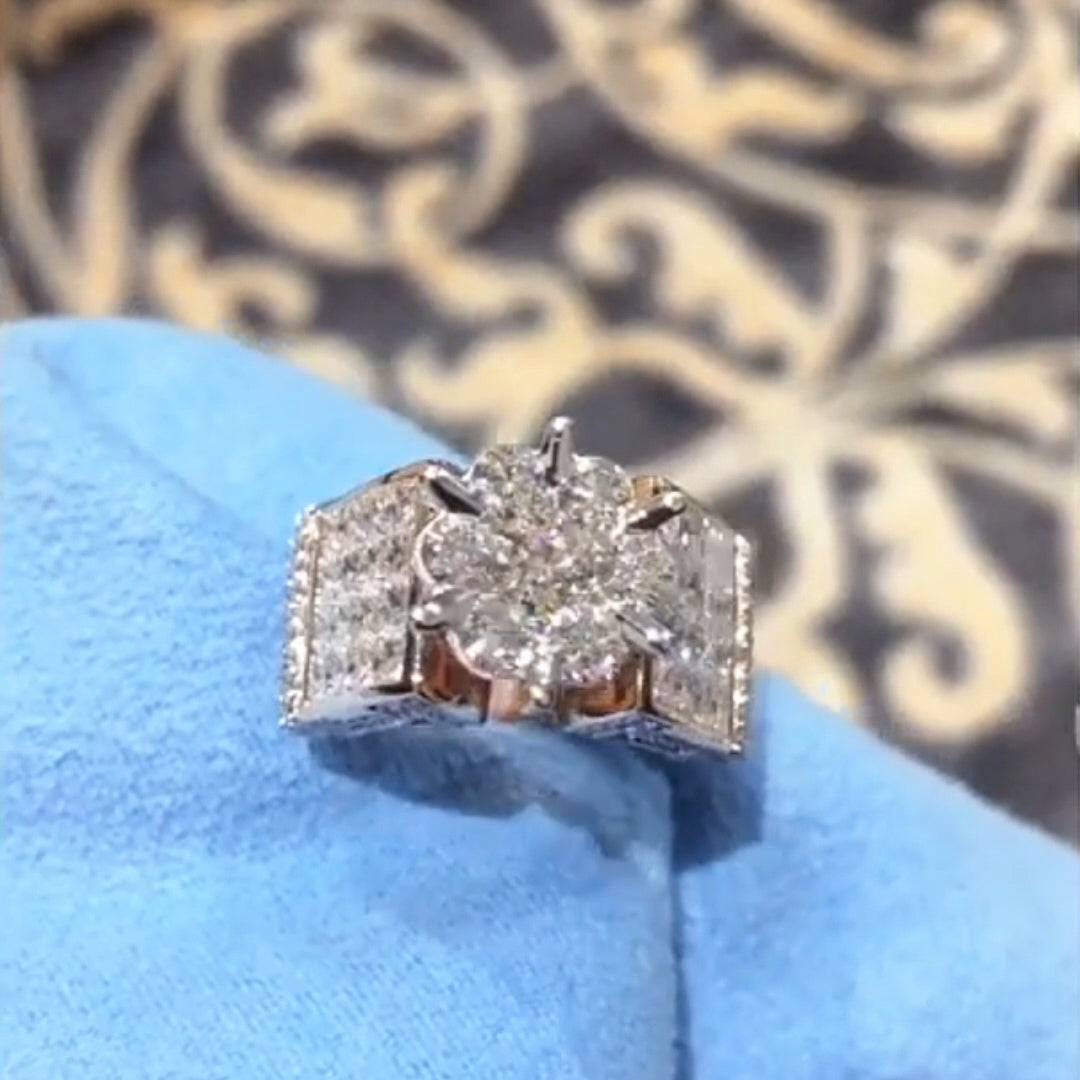 3.0ctw Round Princess Cut White Sapphire Engagement Ring-JEWELBUYS