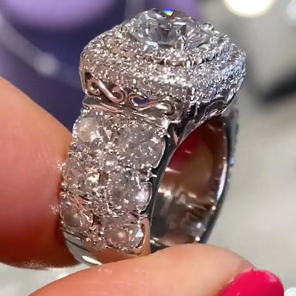 7.6ctw Round Cut Luxury Set Sapphire Engagement Ring-JEWELBUYS